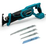 Akku Säbelsäge kompatibel mit Makita LXT-18V Akku (ohne Akku), Reciprosäge bürstenloser Motor, 22mm Hubhöhe, max. 3000RPM, inkl. 4x Säbelsägeblatt für Holz und Metall