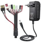 RC Ladegerät für NIMH/NICD-Batterien - 2-10s Akku Ladegerät für RC Car/Boot/Flugzeug/Drohne/Airsoft/Modell - Mit 9 Universaladaptern, 500-1000 mA Ladeströmung