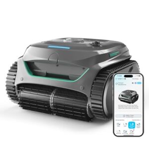 WYBOT C2 Poolroboter Akku Boden und Wand für Einbaupools bis 150㎡, Doppelfiltration, 3-Fach Motor, Starke Saugkraft, Wandkletter & Wasserlinie, 180 Min, App(Grau-Grün Grau)