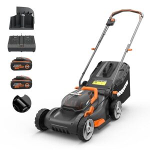 WORX Nitro WG734E Profi Akku-Rasenmäher 40V, 40 cm Schnittbreite, Elektrischer Rasenmäher (inkl. 2x4,0 Ah PowerShare PRO Akkus & Dual-Ladegerät)