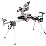 metabo Kappsäge KGS 305 M - 2000 W, 305 mm Schnittbreite, 110 mm Schnitttiefe - LED-Laserschnittführung, beidseitige Neigung, präzise und leistungsstark - Inkl. Maschinenständer KSU 401 und Zubehör