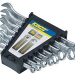 Kinzo Ratschenschlüssel Set 8 Teilig - Schraubenschlüssel von 8 bis 19MM - Chrom-Vanadium-Stahl - Silber
