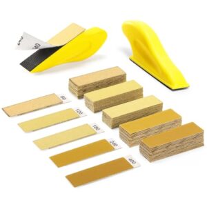 MANICAF 50 Stück Schleifpapier mit HandSchleifklotz Schleifblätter Körnung 80/120/180/240/400 Schleifpapier Set, Detailschleifset, Nassschleifpapier Set für Schleifen und Polieren