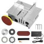 Mini Tischkreissäge mit 4 Klingen und Polierscheibe, 96W Tischkreissäge Klein, Tragbare 7 Gang Netzteil Einstellbarer Tischsäge, Mini kreissägefür DIY Schneiden Modellieren, Holzbearbeitung