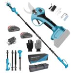 2-in-1 Akku Astschere mit Teleskopstange bis 2,85m, KitGody Elektrische Gartenschere 21V mit 30mm Schnittstärke, Bürstenloser Motor, IP54, 2 Akkus inkl, LCD, Professionelle Baumschere Für Gartenarbeit