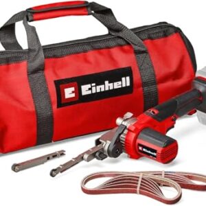 Einhell Akku-Bandfeile TE-BF 18 Li-Solo Power X-Change (18 V, Geschwindigkeit bis 1.700 m/min, 2x Schleifarme 9 mm und 13 mm, inkl. 12x Schleifbänder, ohne Akku)