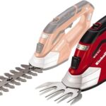 Einhell Akku-Gras- und Strauchschere GE-CG 12 Li (Lithium-Ionen, 12 V, 1,5 Ah, werkzeugloser Messerwechsel, lasergeschnittene Messer, Metall-Getriebe, Teleskopstiel, Softgrip, Sicherheitsschalter)