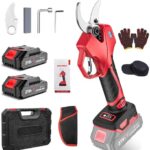 Akku Astschere, 50mm Elektrische Gartenschere mit 2 Akkus und LCD-Bildschirm, SK5-Klingen, Bürstenlosem Motor, Sicherheitsschalter, Gartenschere akku für Gartenarbeit, Weinreben und Obstbäume