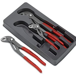 KNIPEX Cobra-Paket Wasserpumpenzangen-Set, 3-teilig, 150 bis 300 mm, Selbstklemmeffekt, Zangenset, Werkzeugset, 00 20 09 V02