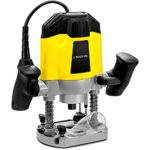 TROTEC Oberfräse PRTS 10-1200 – 1.200 W, 0–55 mm Frästiefe, 11.000–30.000 min-1, stufenlose Feinjustierung, Parallelanschlag, 6-teiliges Fräser-Set, Staubabsaugung, Zubehör komplett enthalten