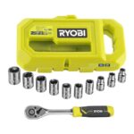 RYOBI Steckschlüssel-Set mit 1/4" Ratsche, 9-tlg. RHRS10PC