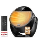 Dreo Heizlüfter Energiesparend Klein, Leiser 1500W Tragbar Heizlüfter mit Fernbedienung, Thermostat, 60° Neigbar, 8 Sicherheitsfunktionen, PTC-Keramik,12-Std-Timer, 3 Modus 3 Geschwindigkeit, Schwarz