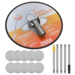 ZHJAN Trockenbau-Stangenschleifer mit 360° rotierendem Rundkopf und Verlängerungsstange, Wandschleifset zum Polieren und Schleifen von gestrichenen Wänden und Decken, inkl. 10 Schleifblättern