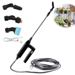 Akku Drucksprüher, 7.4V Elektrischer Pflanzensprüher mit 60cm Teleskopstab, 5M Schlauch, 3 Nebeldüsen, Wiederaufladbarem Elektrischer Drucksprüher, Ergonomischer Griff, für Gärten, Höfe, Bewässerung