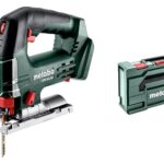 metabo Akku-Stichsäge STB 18 L 90-18V, 90 mm Schnitttiefe - Pendelhub, werkzeugloser Sägeblattwechsel, Softgrip, Späneblasfunktion, LED-Licht, Absaugung, für Holz, Metall & Kunststoff - Mit metaBOX