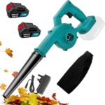 Laubbläser，Akku-LaubbläserDUB185Z, mit 2x3000mAh Akku und Ladegerät，Akku-Gebläse Laubsauger 18V Ersatz 2-in-1,Kabellos Laubgebläse Bürstenlos Laubpuster Schneefräse für Garten Rasenpfleg ﻿