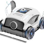 WYBOT WY1103 Poolroboter, Poolsauger Kabellos mit Akku, 120 Min. Laufzeit, für Aufstellpools bis 120 m², Doppelmotoren, Große Bürste&Saugöffnungen, Verstellbare Düse(Weißschwarz A)