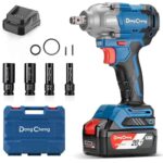 Dong Cheng Akku-Schlagschrauber 18V, 1/2"-Aufnahme, 488 Nm Drehmoment, 682 Nm Lösemoment, Bürstenloser Akku Drehschlagschrauber, 3 Leistungsstufen, inkl 4,0Ah Akku/Ladegerät im Koffer