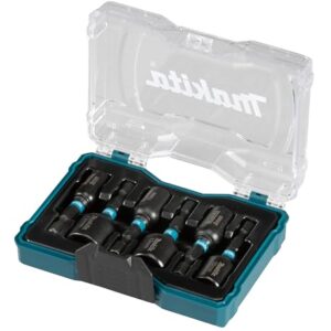 Makita E-15768 Impact Black Steckschlüssel-Set 6-teilig in Aufbewahrungbox, SW6 - SW13, magnetisch, Steckschlüssel 50 mm lang