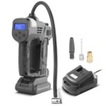 STAHLWERK Akku Druckluftkompressor – 72 Watt Leistung und 2 Ah Akku, Mini Kompressor zum Aufpumpen von Reifen, Bällen und mehr, elektrische Luftpumpe mit Digitalanzeige und Beleuchtung, Luftkompressor