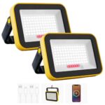 NATPOW LED Strahler Akku, LED Baustrahler Akku Tragbar SMD LED Strahler Arbeitsstrahler Werkstattlampe 180° Drehung Campinglampe für Baustelle Garage Werkstatt(2 Stück)