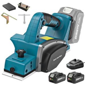 blayram Akku Hobel Makita 18V Akku, 15000RPM Bürstenlose Elektrohobel mit 2 * 4.0Ah akku, 82mm Breite, 0-2MM Einstellbare Tiefe für Holzbearbeitung Möbel DIY