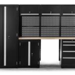 Ondis24 XL Werkstatt Komplett Set 260cm vormontierte Männerküche Werkstattrichtung modular mit Holzarbeitsplatte, Werkzeugschränke, Werkbank mit Schubladen (9 TLG.)