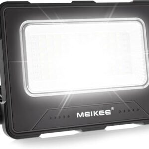 MEIKEE 80W LED Baustrahler 12000MAH Led Arbeitsleuchte Akku Strahler 4 Lichtmodi Campinglampe Tragbar 5 Helligkeiten Solar USB-Aufladung Akku Lampe für Camping, Garage, Bau, Reparatur, Notfall