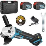 Flex Akku Winkelschleifer,Winkelschleifer mit Drehzahlregelung,125 Millimeter Schneidemaschine，8500RPM Schneidemaschine,Für Präzisionsschleifen Fliesen Schneiden Holz（2X5.5 ah Flex Akku) ﻿