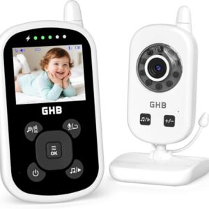 GHB Babyphone mit Kamera 2,4 Zoll ECO Modus Baby Monitor mit Nachtsicht 2X Digital Zoom Wiegenlieder