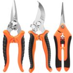 Gartenschere Set,3 Stück Scharfe Rosenschere aus Edelstahl,Pflanzenschere Baumschere Rosenschere Blumenschere,Rattan Reparieren,Bypass-Schneide für Pflanzen und frisches Holz Bonsai Schere