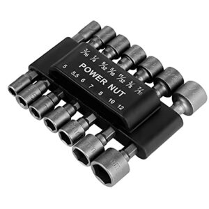 HPHOPE Steckschlüssel-Set, 14-teilig, 1/4 Zoll Sechskantschaft, geeignet für jede Marke von Handbohrmaschinen, elektrischen Bohrern, elektrischen Schraubendrehern und Steckschlüsseln