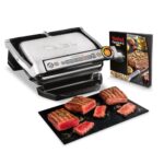 Tefal OptiGrill+ Kontaktgrill, 6 Programme, Garstufenanzeige, abnehmbare Platten, manueller Modus, optimal Grillergebnisse dank Messung der Dicke, Elektrogrill, Edelstahl, GC712D12