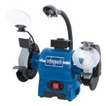 Scheppach Doppelschleifer BG150 Doppelschleifmaschine | 370W Leistung | Ø150mm Schleifstein - Körnung 36 & 60 | einstellbarer Funkenschutz & Werkstückauflage | inkl. Lampe und Schleifscheibenabzieher