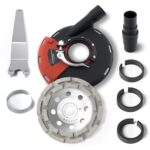 PRODIAMANT® Absaughaube für Winkelschleifer [INKL. ADAPTERRINGE, SPANNSCHLÜSSEL & STAUBSAUGERADAPTER] - mit Bürstenkranz - Staubfreies Arbeiten - Premium-Werkzeug mit Diamant-Schleiftopf - 125mm