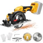 Roadtime 5 Zoll Akku-Kreissäge für DeWalt 20V Akku(ohne Akkus),Professional Mini Handkreissäge mit 2 Klingen,Holzsäge und Diamantmesser,ideal für Holz, Weichmetall, Kunststoff, Fliesen