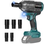 Akku Schlagschrauber 1/2 Kompatibel mit Makita 18V,Bürstenloser Schlagschrauber mit 1500 Nm/1106 FT-LBS, 4-Gang Schlagbohrschrauber 2100 U/min, Hohes Drehmoment, mit 5 Stecknüssen für Auto/Heimwerken