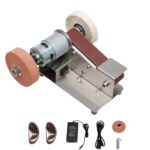 Elektro-Bandschleifer, Klein-Bandschleifer mit 20 Schleifriemen, 7-stufig einstellbarer Polierer für Aluminium, Bernstein, Keramik, Glas