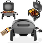 Nexgrill Gasgrill klein & tragbar für bis zu 300° – Tischgrill Gas für Balkon & Camping, Kleiner Grill mit Deckel, Gusseisenrost, 3,1 kW Edelstahlbrenner, Piezozündung, Mini Gasgrill kompakt
