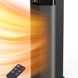 QEXREED Heizlüfter, 2000W PTC Heizlüfter Energiesparend, 4 Modi, ECO-Modu, Thermostat, 90°-Oszillation, 24H Timer, Fernbedienung, Kipp- und Überhitzungsschutz für Innenräume