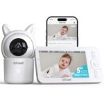 ieGeek Babyphone mit Kamera 1080P, 5 Zoll WLAN Video babyfone PTZ 360° mit APP, 4-Fach Zoom, Zonenalarm, Bewegungs-/Geräuscherkennung, Temperatur- und Feuchtigkeitserkennung, Fütterungserinnerung