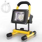 LED Baustrahler Akku, T-SUN 30W Wiederaufladbare LED Arbeitsleuchte tragbares Flutlicht Baulampe mit 6000mAh, IP65 Wasserdicht Tageslichtweiß Arbeitsbeleuchtung für Werkstatt Baustelle