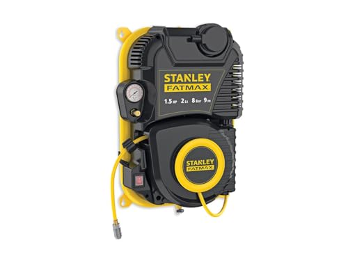 Stanley Luftkompressor FMXCMD152WE - Kompressor 8 Bar - 160L/Min Saugleistung - Ölfrei - Luftschlauch 9M - 59dB - Schwarz/Gelb