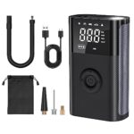 CARSUN Tragbarer Luftkompressor, 150PSI Auto-Luft-Kompressor, wiederaufladbare Batterie, Mini-Radpumpe mit Manometer, elektrische Pumpe für Autos, Motorräder, Fahrräder, Schwimmen, etc.