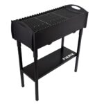 Gartengrill | Schaschlikgrill für 21 Spieße – Massiver Holzkohlegrill aus 3 mm Stahl, zerlegbar & kompakt verstaubar, stationärer Metallgrill für Garten, Terrasse & Outdoor BBQ