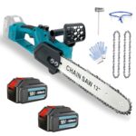 Bürstenlose Kettensäge 18v Kompatibel mit Makita DUC307ZX2, 12 Zoll Akku Kettensäge mit 2 5500mah Akkus, Automatischer Öler, Einhand Kettensäges für Gartenscheren Astschere Holzschneidenz