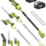 Supstable Mini Kettensäge & Akku Heckenschere Teleskop Combo, 6-in-1 Akku Hochentaster mit 8000mAh Batterie, Reichweite bis 4.8m, Bürstenloser Motor, Ideal für Baumpflege & Holzarbeiten
