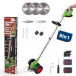 Genius Rotorazer 8 in1 Gartengerät Set 23-TLG. Akku Rasentrimmer Rasenkantenschneider Freischneider mit 2 Akku, Einstellbarer Schnitttiefe, 7 Messerscharfe Klinen, ausziehbare Teleskopstange, Garten