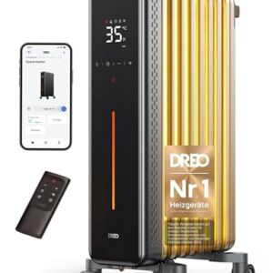 Dreo Ölradiator Energiesparend, 2000W Elektroheizung mit 9 Rippen, 3 Heizstufen, 4 Modi, 24h Timer, Überhitzungs-Kippschutz, Leiser Radiator Heizung Elektrisch mit Thermostat, OH521