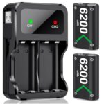 Akku für Xbox One/Series X&S Controller, 2 Stück Hoher Kapazität 6200mWh NI-MH Batterien, Kompatibel mit Xbox Series X&S/Xbox One S/X/Elite Controller